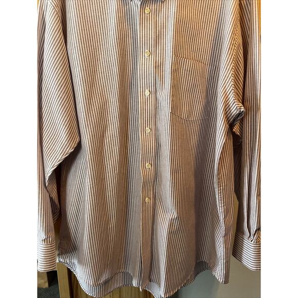 cambridge classics vtg mens 18 34/35 red striped LS button up cotton blend shirt - Picture 10 of 15